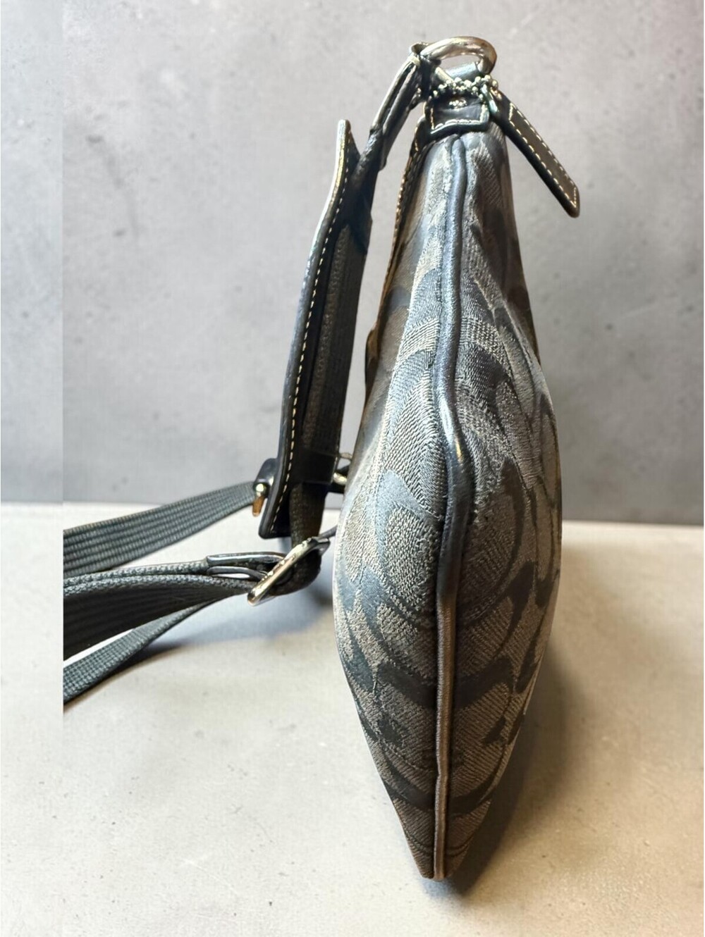 Coach Penelope 42190 Signature Jacquard Crossbody Bag Black Khaki Y2K - Picture 7 of 10